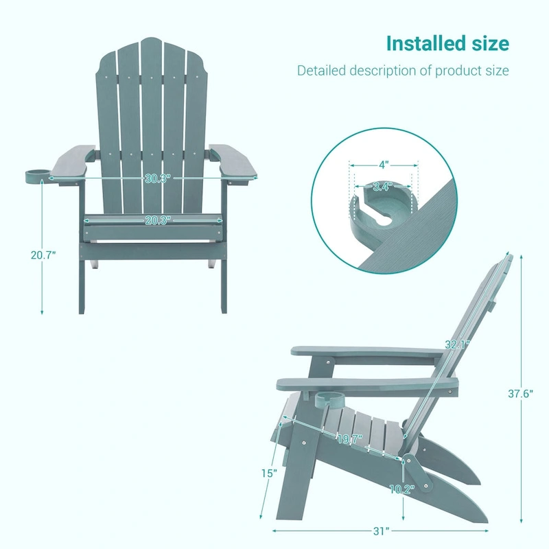 Bonosuki Set of 2 Folding Adirondack Chair Patio Fire Pit Chair