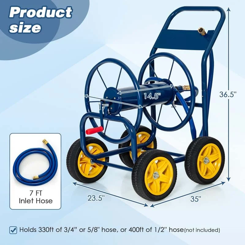 Eletriclife Garden Hose Reel Cart Holds 330ft of 3/4 Inch or 5/8 Inch Hose
