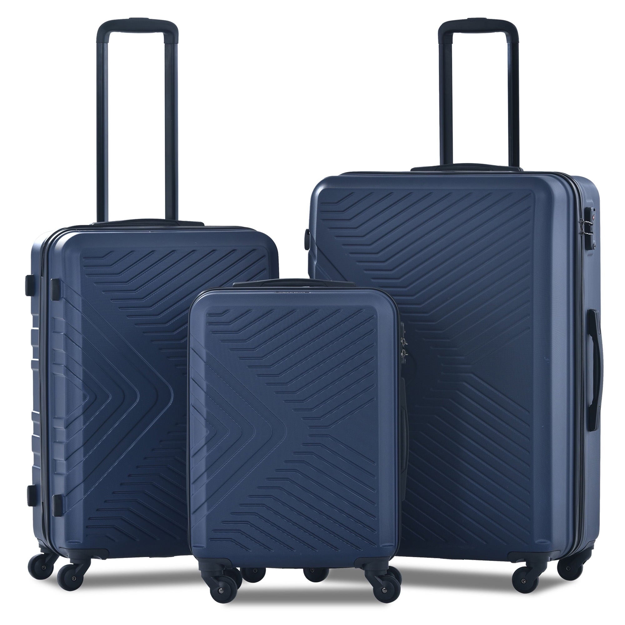 Travelhouse 3 Piece Hardshell Luggage Set Hardside Lightweight Suitcase with TSA Lock Spinner Wheels 20in24in28in.(Black)