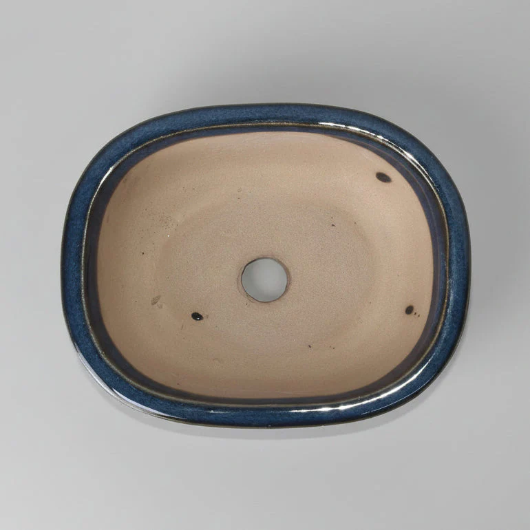 12cm Glazed Bonsai Pot | Oval | 12cm x 10cm x 5cm | Blue