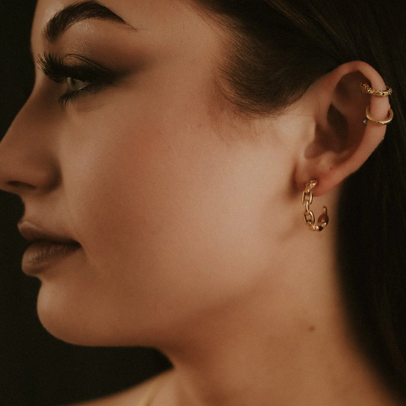 Chained Up Gold Chain Hoop Earrings