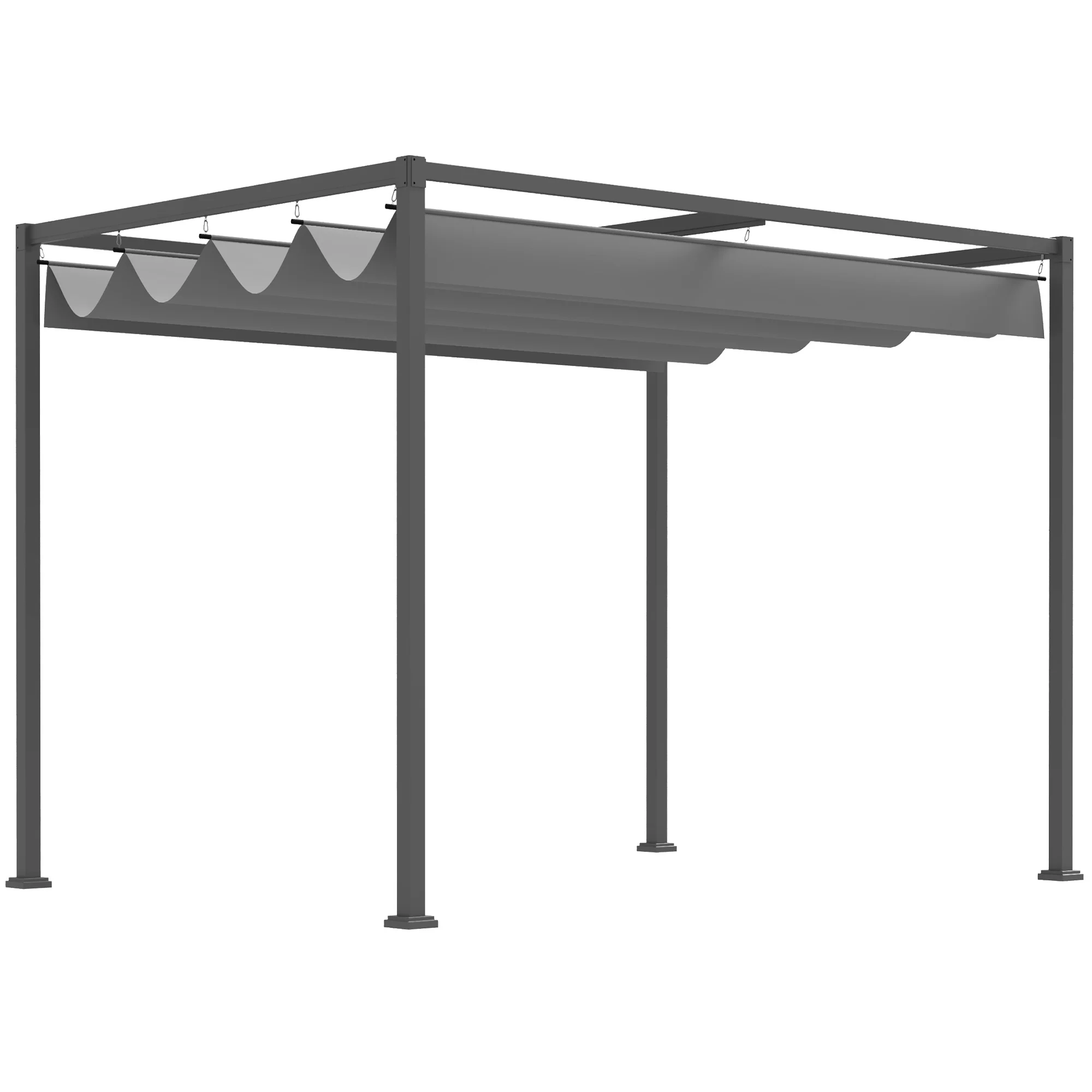 Outsunny Pergola Zonwering 300x200 cm, UV- en Waterbestendig, Grijs