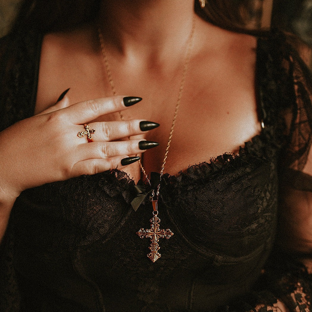 Lament Cross Necklace Gold