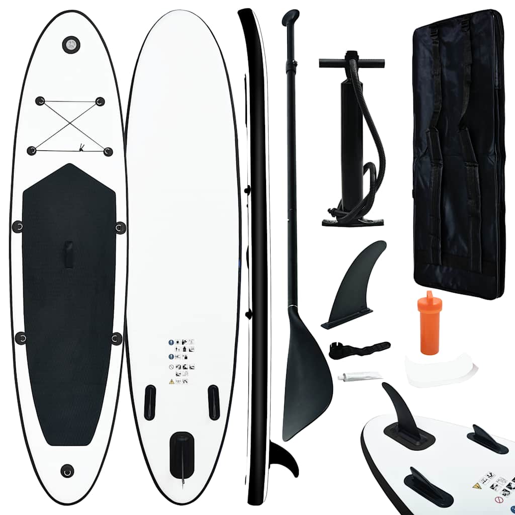 2026 Juego de tabla de paddle surf hinchable blanco y negro v7909