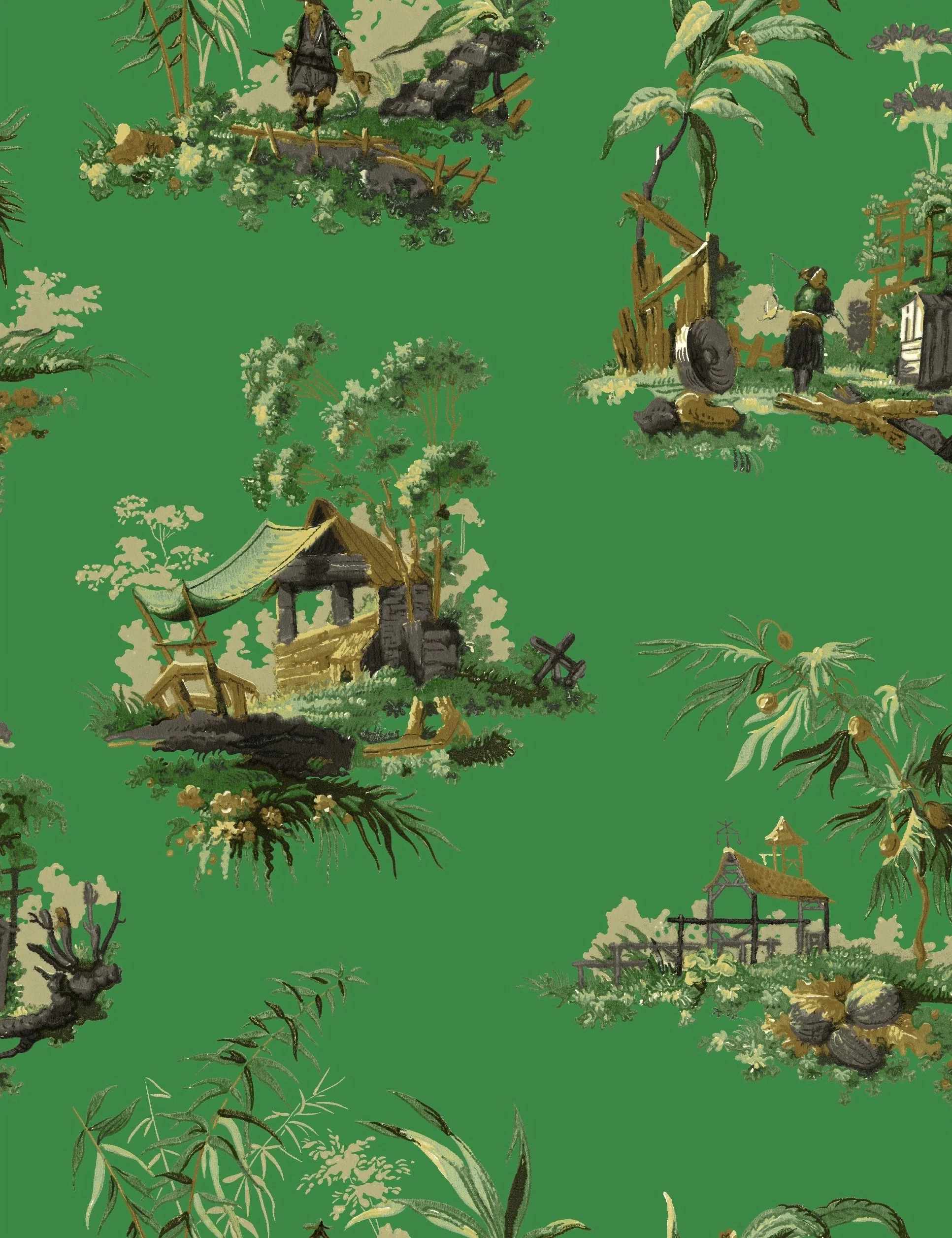 Vintage Oriental Wallpaper - Putty