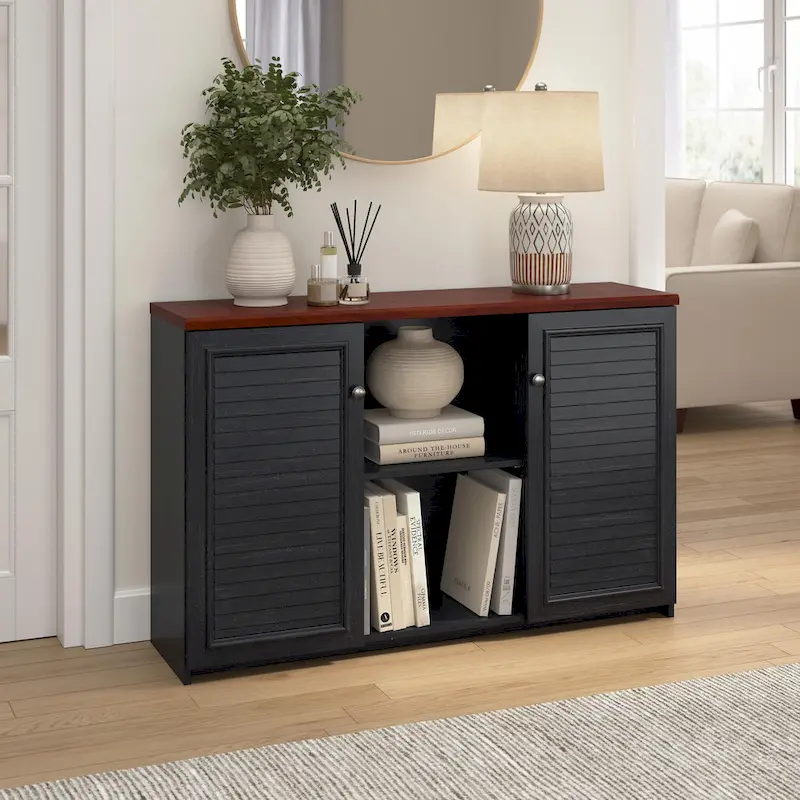 Bush Furniture Fairview Accent Cabinet Featuring Doors and Shelves