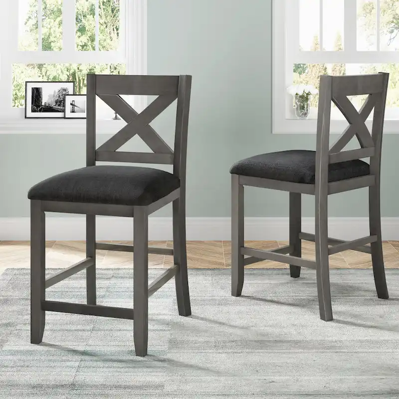 5-Piece Rustic Dining Set with Wooden Bar Table & 4 Chairs