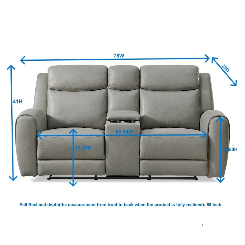 Roundhill Furniture Wesley 2-Piece Transitional Reclining Set, Gray