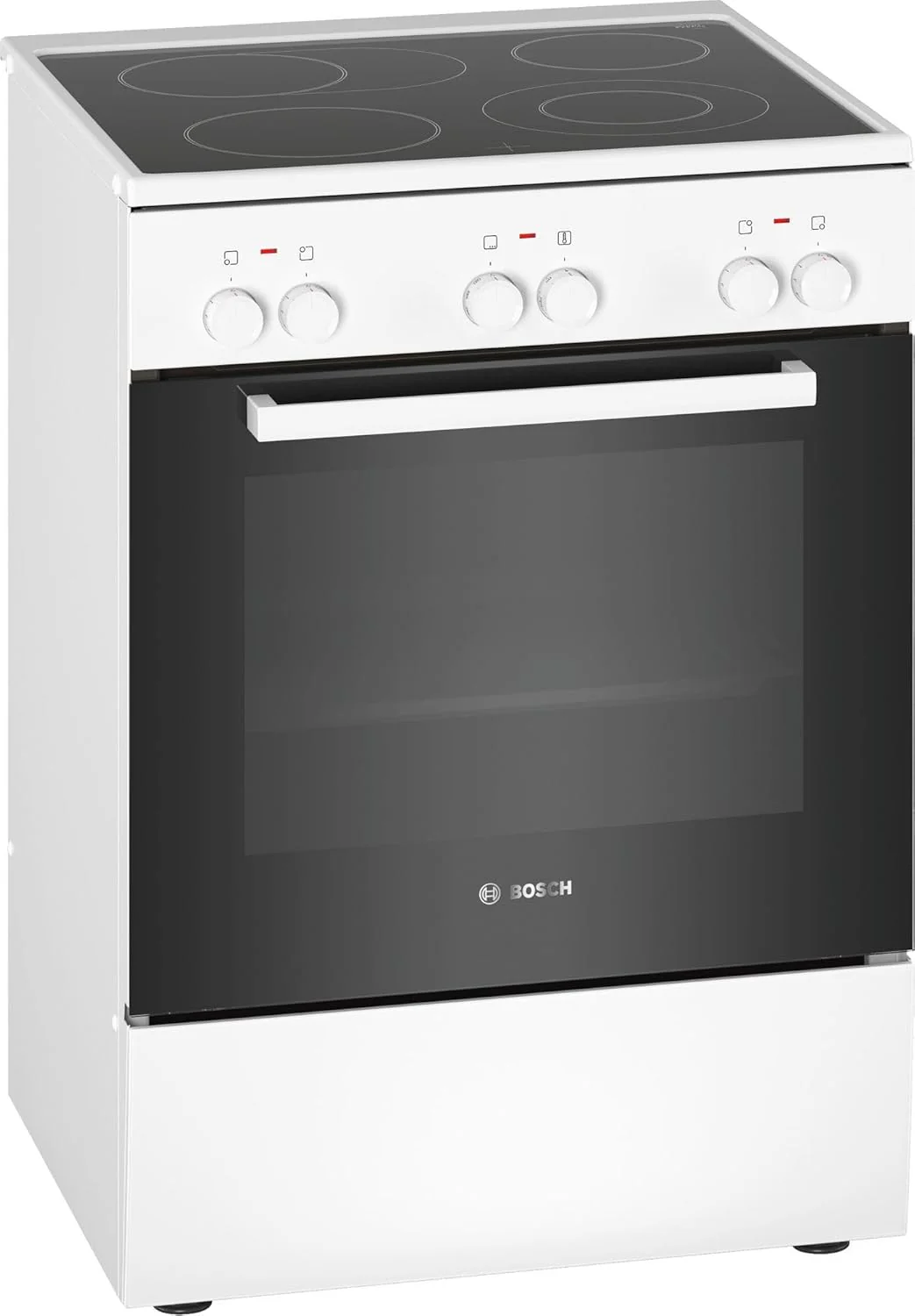 Bosch HKR39C250 Serie 4 Elektro-Standherd, 60 cm breit, EcoClean Direct Reinigungshilfe, 3D Heißluft Backen auf 3 Ebenen, LED-Display-Steuerung, erweiterbare Kochzone für großes Kochgeschirr