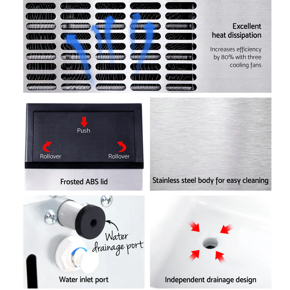 60kg Ice Maker Machine, Adjustable Thickness - Devanti