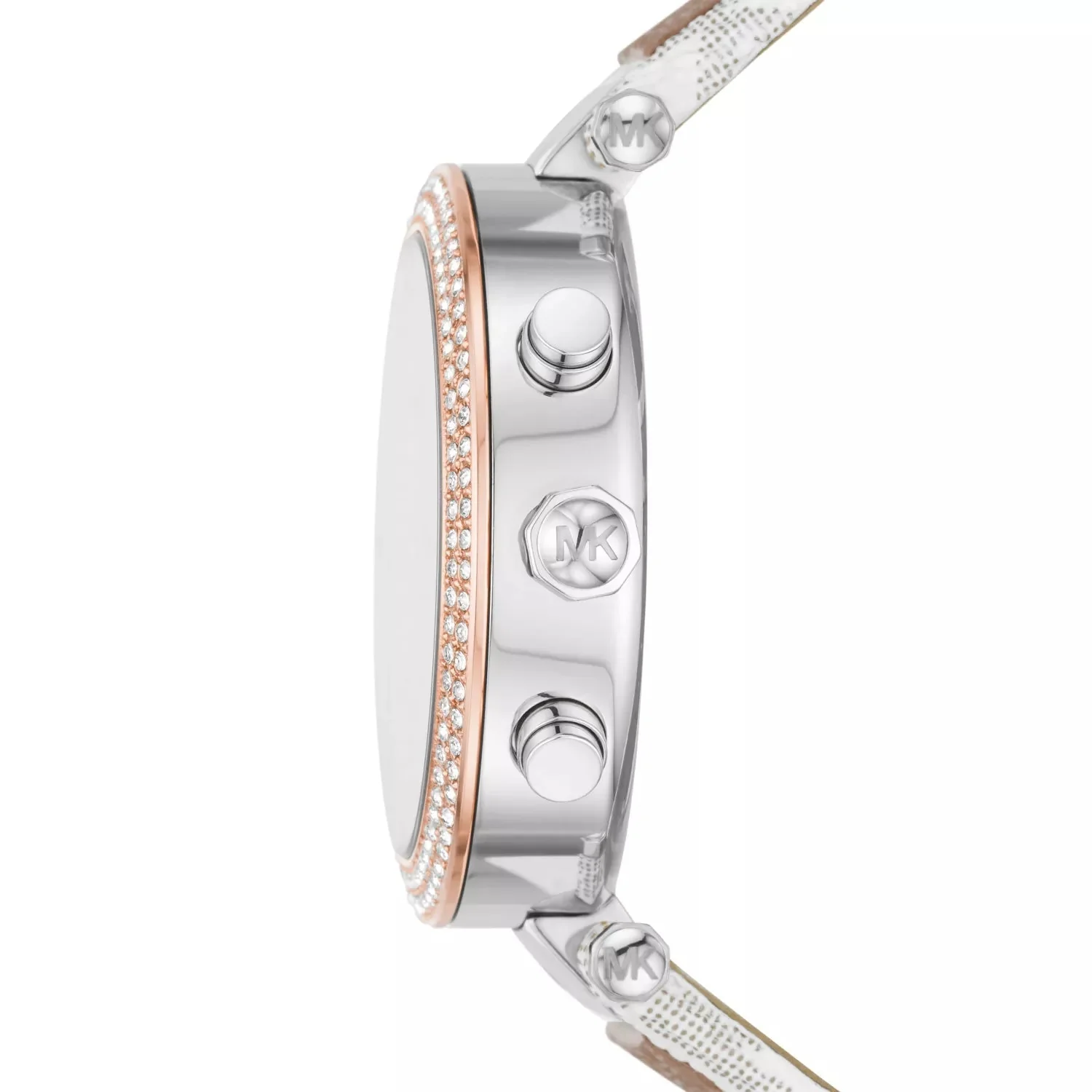 Michael Kors Parker Pavé Two-tone Signature-Print PVC and Leather Strap Women's Watch - MK6950