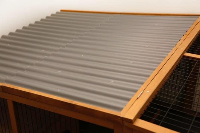 Kerbl Freigehege mit Ausbruchsperre (Gitterabstand 2,5 cm, überdachter Auslauf, mit Kunststoffdach, inkl. Kleintierhaus + Aussichtsplattform) 81708
