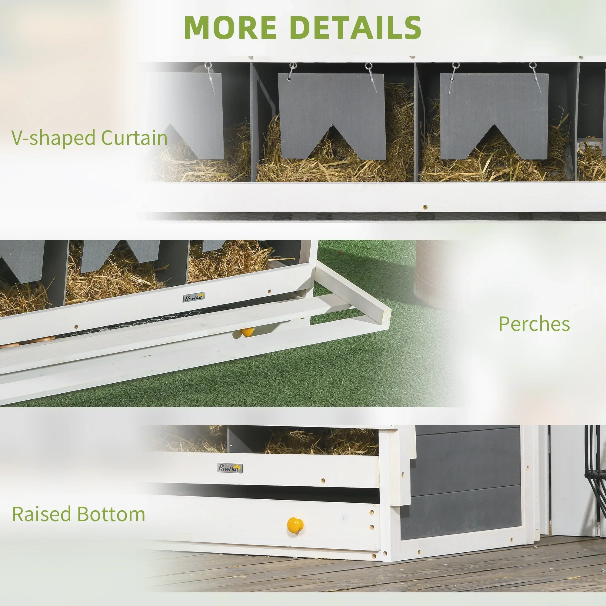 Nido para gallinas PawHut con 2 compartimentos para huevos y 8 bandejas para huevos