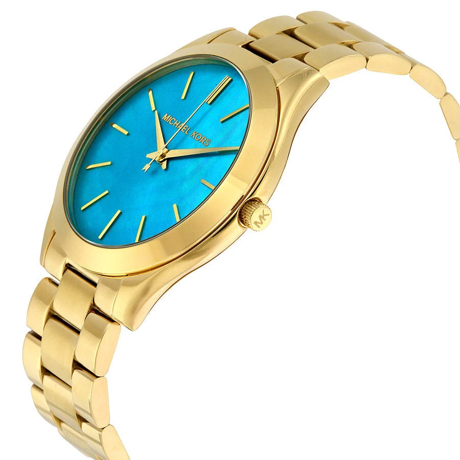 Michael Kors Slim Runway Blue MOP Dial Gold-Tone Women's Watch - MK3492