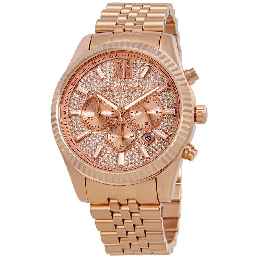 Michael Kors Lexington Chronograph Pave Rose Gold Women's Watch - MK8580