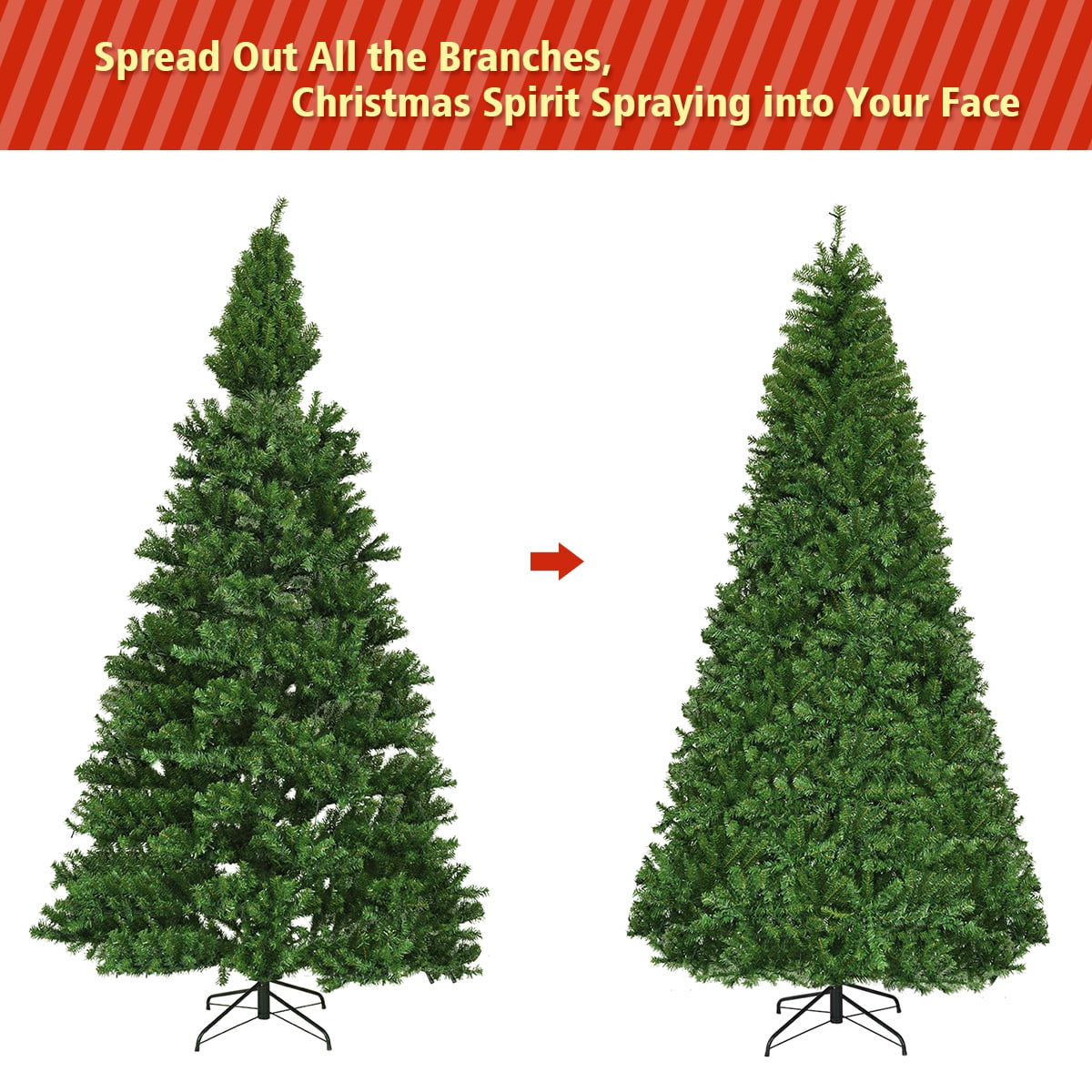 Costway 8Ft Pre-Lit Artificial Christmas Tree Hinged 750 LED Lights