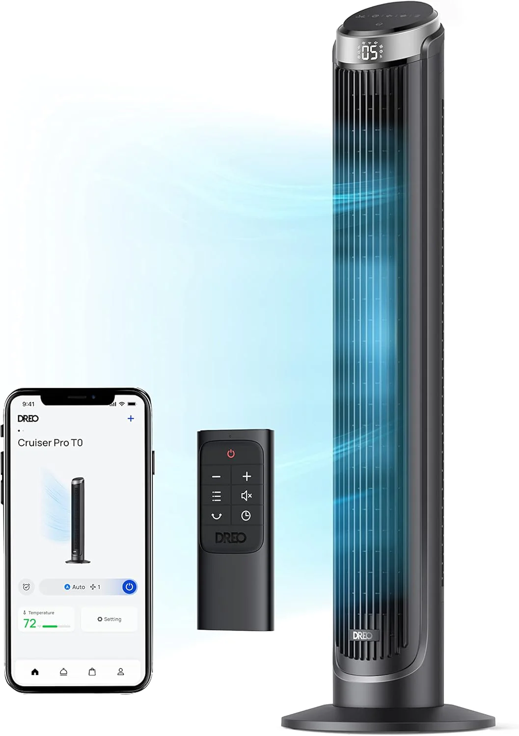 DREO Smart Tower Fan for Bedroom, 90掳 Oscillating 40