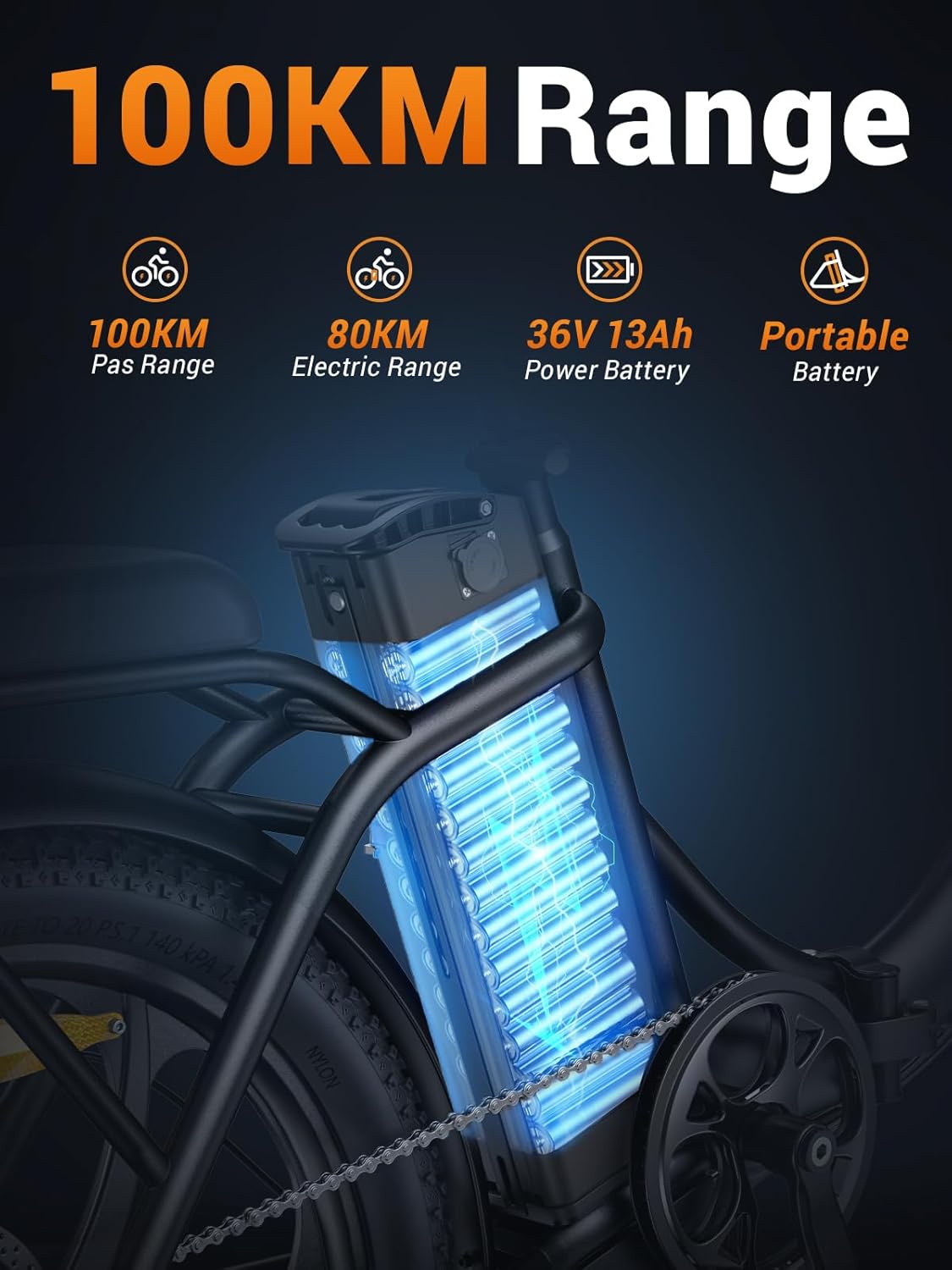 MilePort 1 Bici Elettrica Per Adulti, 36V 13AH Batteria Rimovibile 250w Motore Con 20 “*3.0” Fat Tire Pieghevole Bicicletta Elettrica, Velocità 25KM/H Gamma Fino a 100KM Città Pendolare Ebike