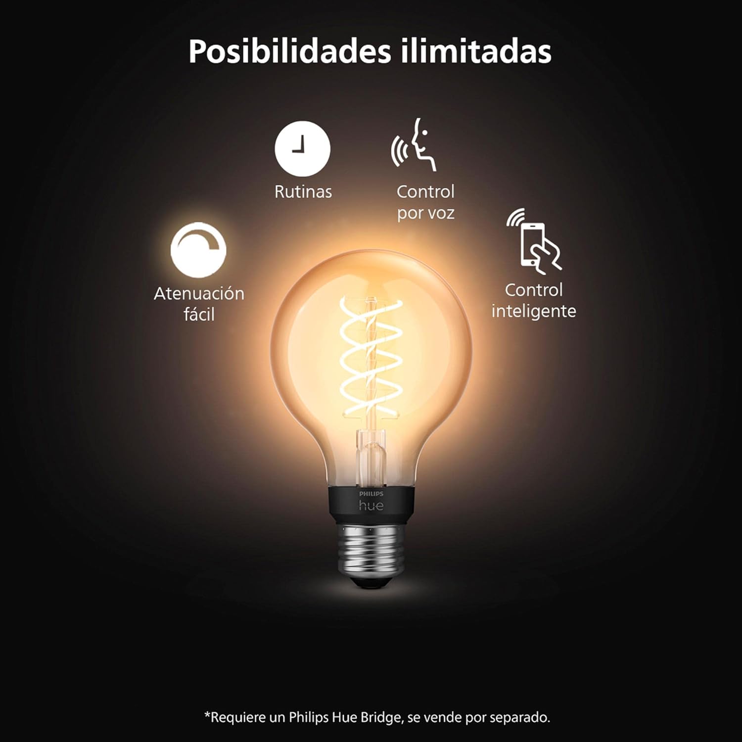 Philips Hue White Ambiance G40 LED Bulb 4-Pack, 550LM, E26, Smart Home Compatible with Alexa & Google Assistant