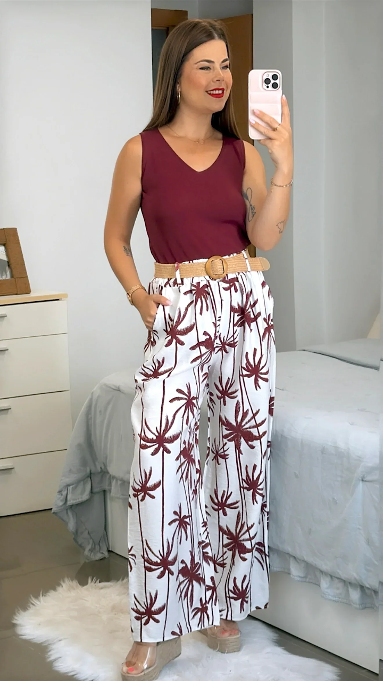 PANTAL��N PALMERAS + CINTUR��N