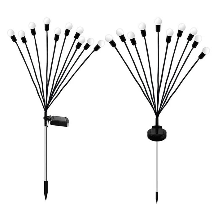 2sets Solar Firefly Lights Christmas Outdoor Garden Waterproof Lawn Lights, Color: 10 Head Color Light