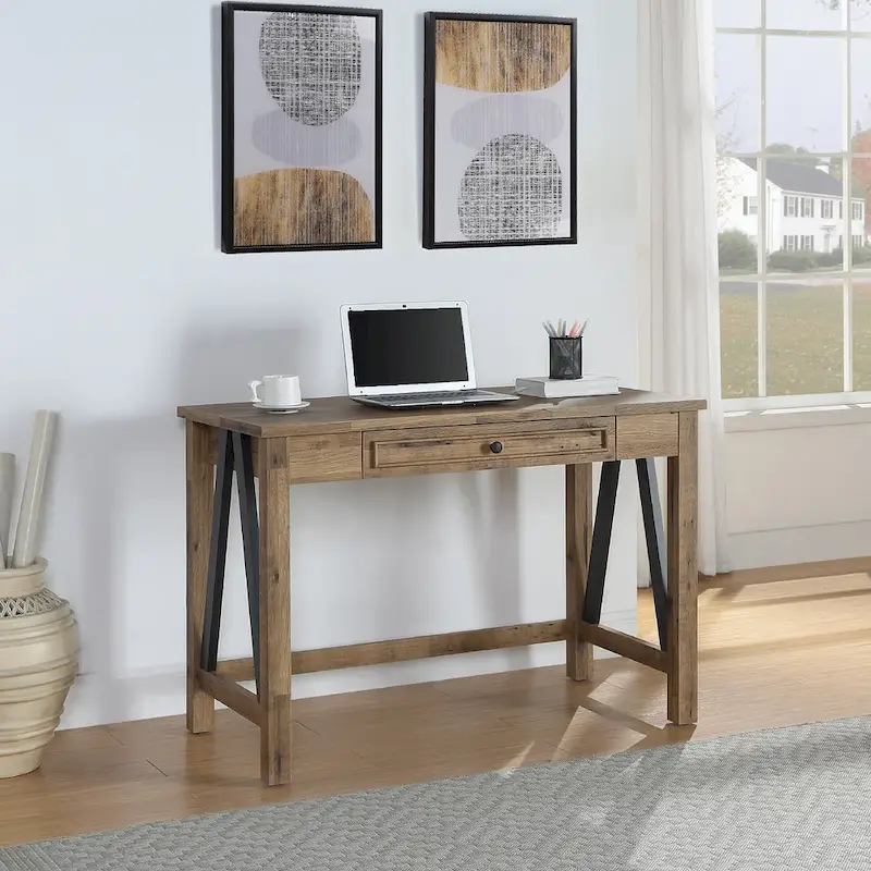 Salvage Oak Quinton Writing Desk with Drawer