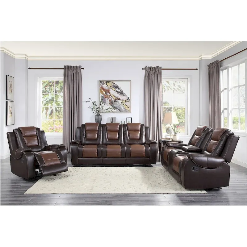 Grete Brown Luxury Faux Leather Living Room Collection