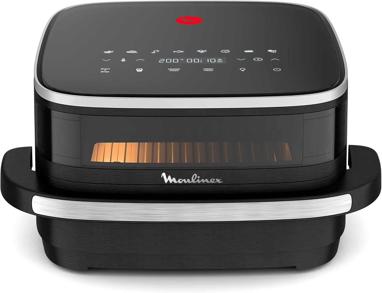 Moulinex Easy Fry XL Surface Air Fryer, 2200 W, Double Resistance, Uniform Cooking, Wide Basket, 10 Automatic Programs, Pizza Oven, Compact Design, Display Window, AL4018