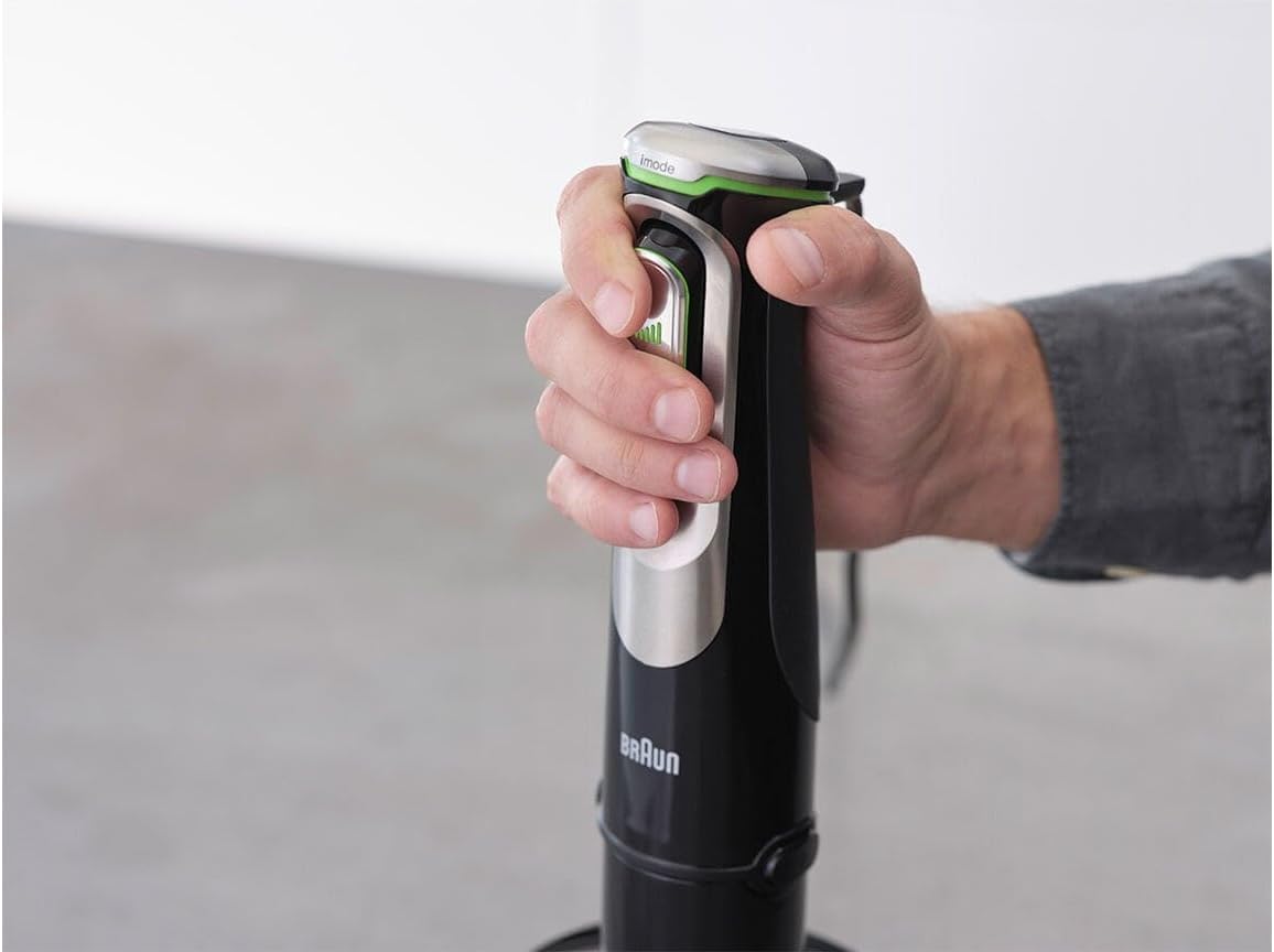 Braun MultiQuick 9 MQ 9187XLI Stabmixer – Pürierstab mit Active PowerDrive Technologie und 5 Zubehrteilen zum Zerkleinern, Stampfen, Rühren und Ice-Crushen, 1200 Watt, schwarz/Edelstahl