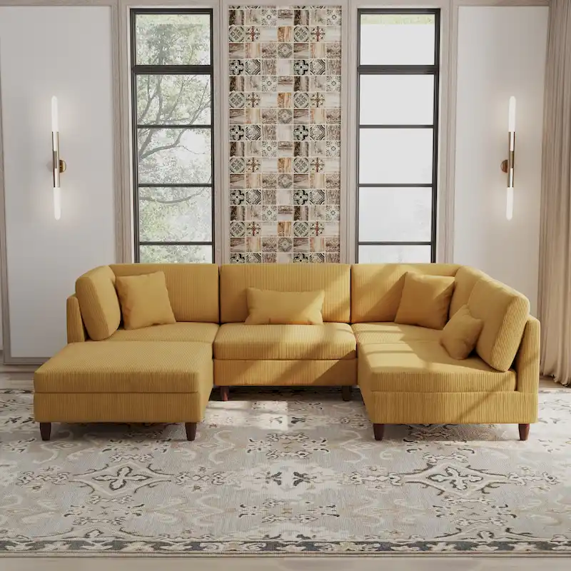 Modular Sectional Sofa with Ottoman and Configurable Design