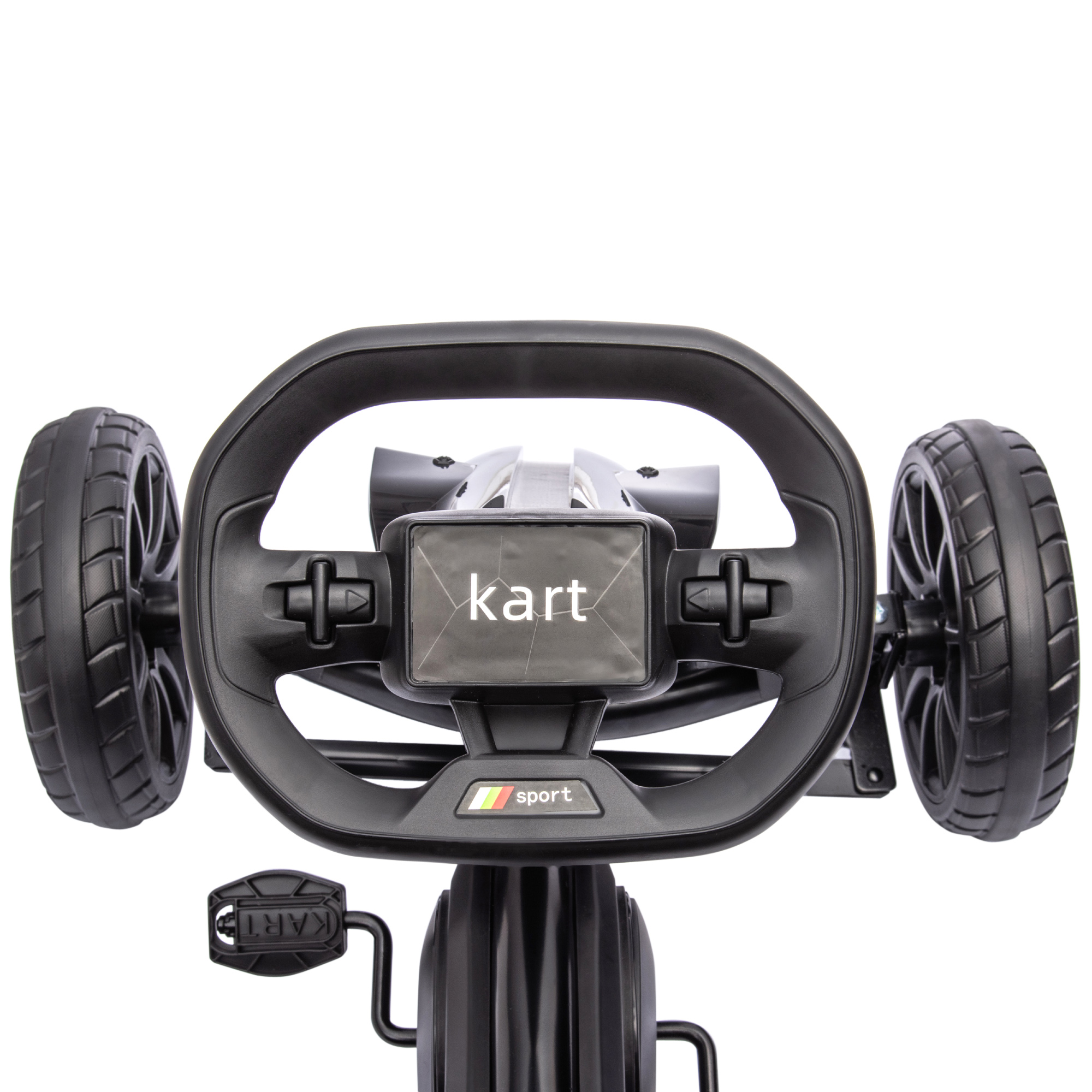 Go-Kart Kinderrijtuig met Verstelbare Zitting, Trapvoertuig, Trapauto met Handrem, 3-8 Jaar, Buiten, Zwart