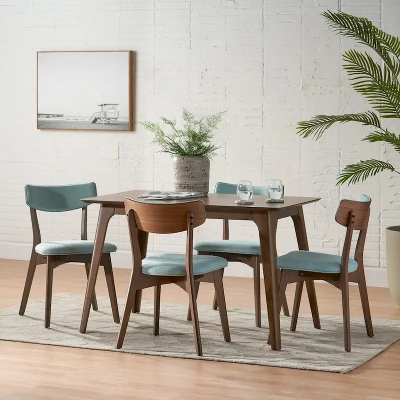 Megann Mid-Century 5-Piece Rectangular Wood Dining Set by Christopher Knight Home