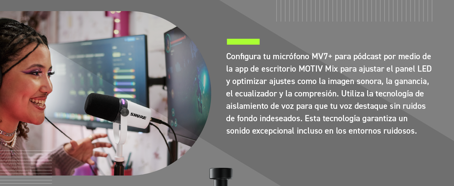 Shure MV7+ Podcast Microphone. Enhanced Audio, LED Touch Panel, USB-C &amp; XLR Outputs
