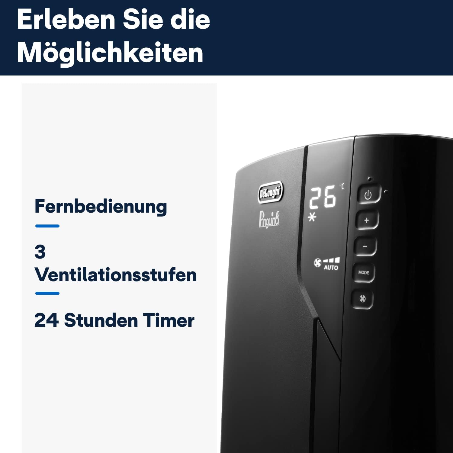 De'Longhi Pinguino PAC EL112 CST WiFi, Mobile Klimaanlage mit MyEcoRealFeel-Technologie für Räume bis zu 110 m³,11.000 BTU/h, 2,9 kW, 63 dB, Entfeuchtungsfunktion, A+, App- und Sprachsteuerung, Weiß