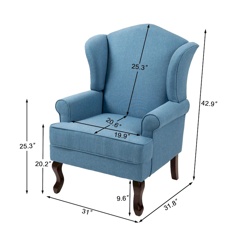 2 Set Traditional Wingback Accent Chairs Upholstered Armchair