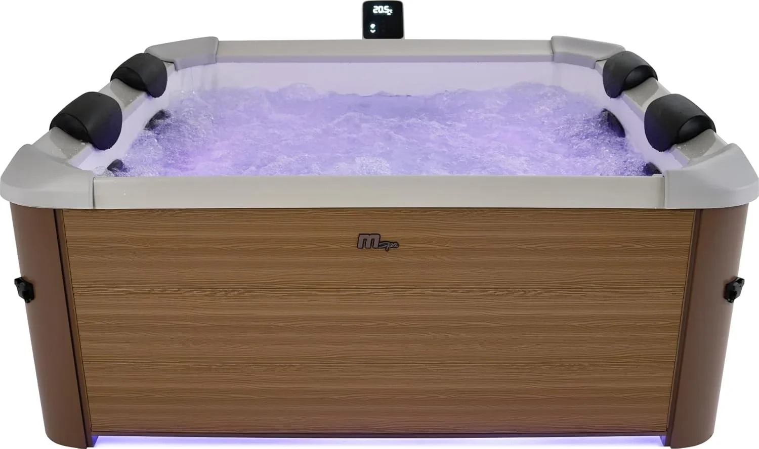 MSPA Whirlpool Oslo Amber – 160 x 160 x 65 cm – Whirlpool Hinchable para 6 Personas con 120 chorros de Masaje, 8 boquillas de hidromasaje, calefacción PTC, luz LED, desinfección de ozono y Cubierta