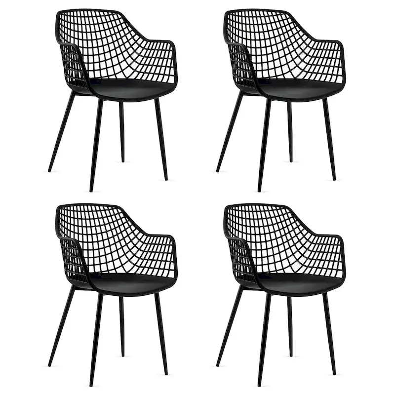 Set of 4 Modern Plastic Shell Dining Chairs with Metal Legs by Costway