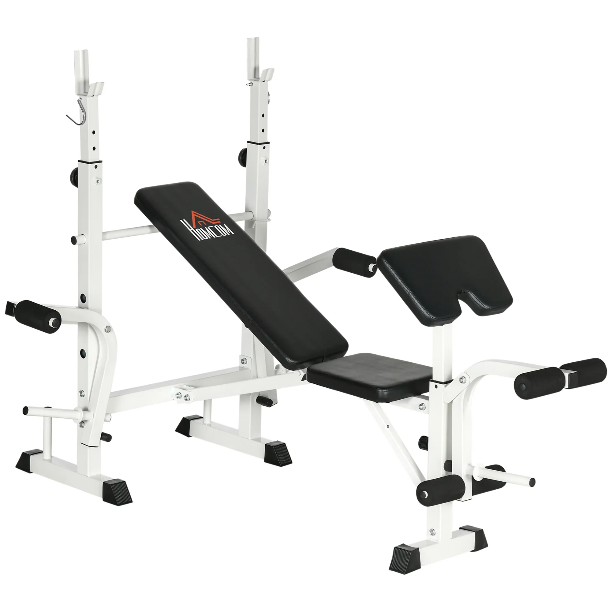 HOMCOM Trainingsbank in hoogte verstelbaar met leg press en bicepscurl