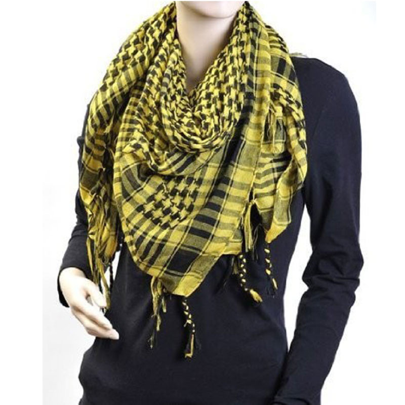 Black Yellow Arab Shemagh Houndstooth Scarf WS2085D