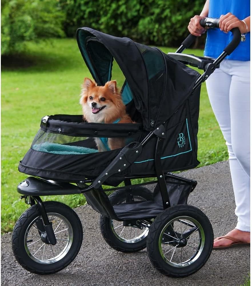 No-Zip NV Pet Stroller for Cats/Dogs, Zipperless Entry, Easy One-Hand Fold, Gel-Filled Tires, Plush Pad + Weather Cover Included, 3 colors