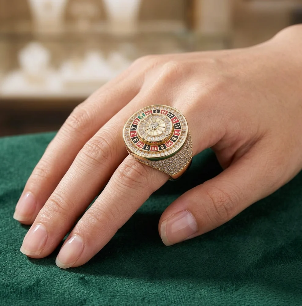Big Daddy Roulette Baguette Iced Out Diamond Ring
