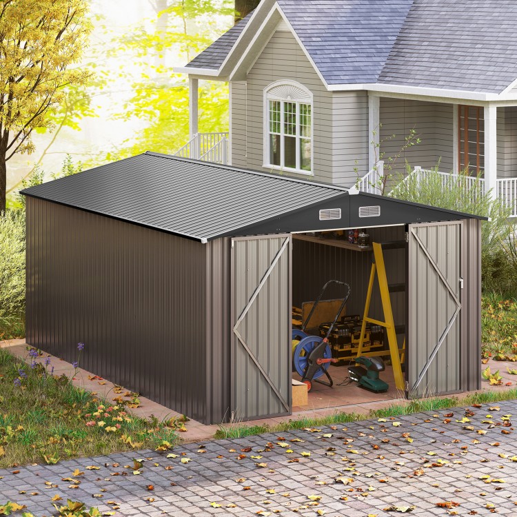 10 x 14 FT Outdoor Storage Shed with Improved Windproof Metal Structure
