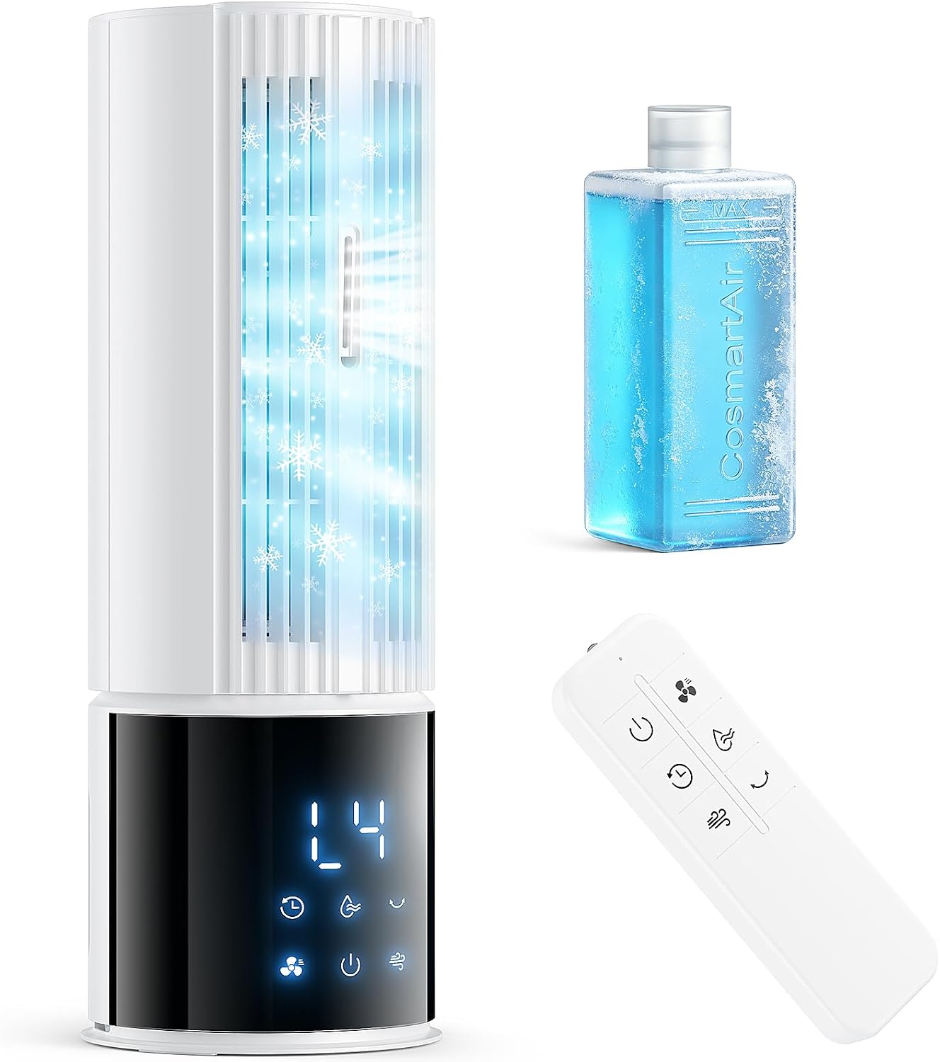 Mobile Klimaanlage 6in1, Luftkühler mit 3 Geschwindigkeiten, Turbo-Modus, Schlafwind, Nebelfunktion und Timer (1-8 Std), 45°/90° Oszillation, perfekt für Zuhause & Büro (Elfenbein)