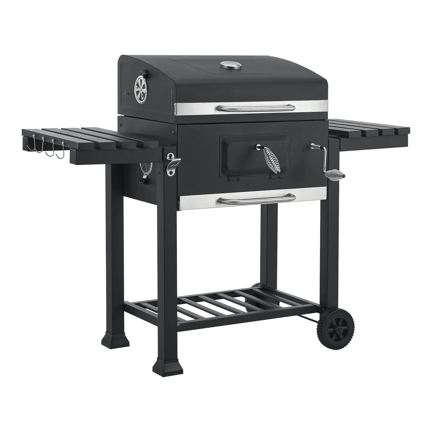 Barbacoa De Carbón Arnad Con 2 Estantes Acero 105x135x48cm - Negro [casa.pro]