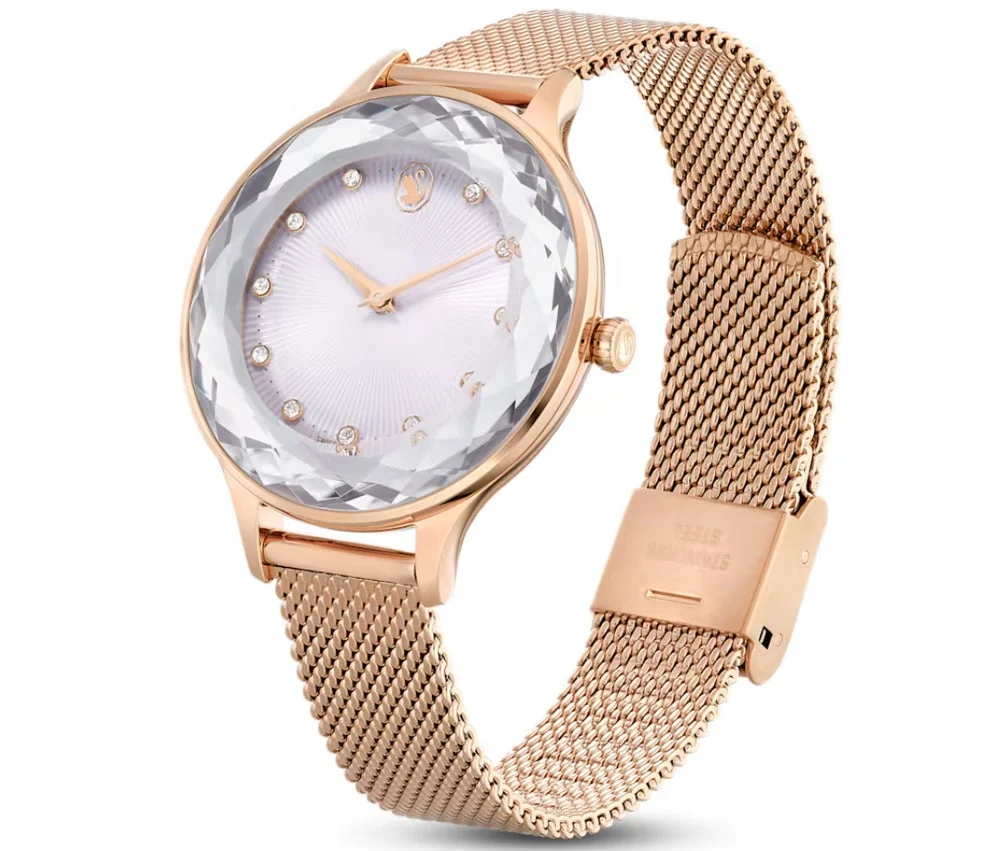 Swarovski Dextera Mixed Crystal Pave White Dial Rose Gold Tone Women's Watch 5650011
