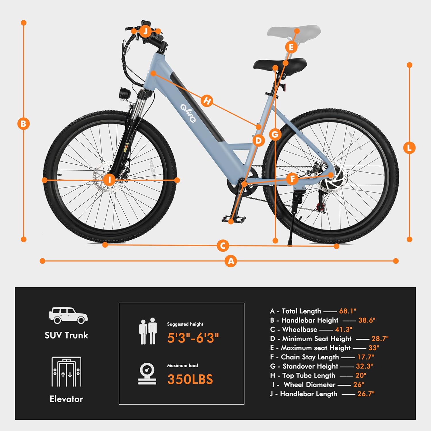 Qlife Cityone Electric Bike for Adults 26 Step-Through 22MPH Ebike with 2.1 Tire,UL2849 Certified Built-in Removable Battery,Peak 750W Motor Ebikes with 7 Speed, Commuter E Bicycle