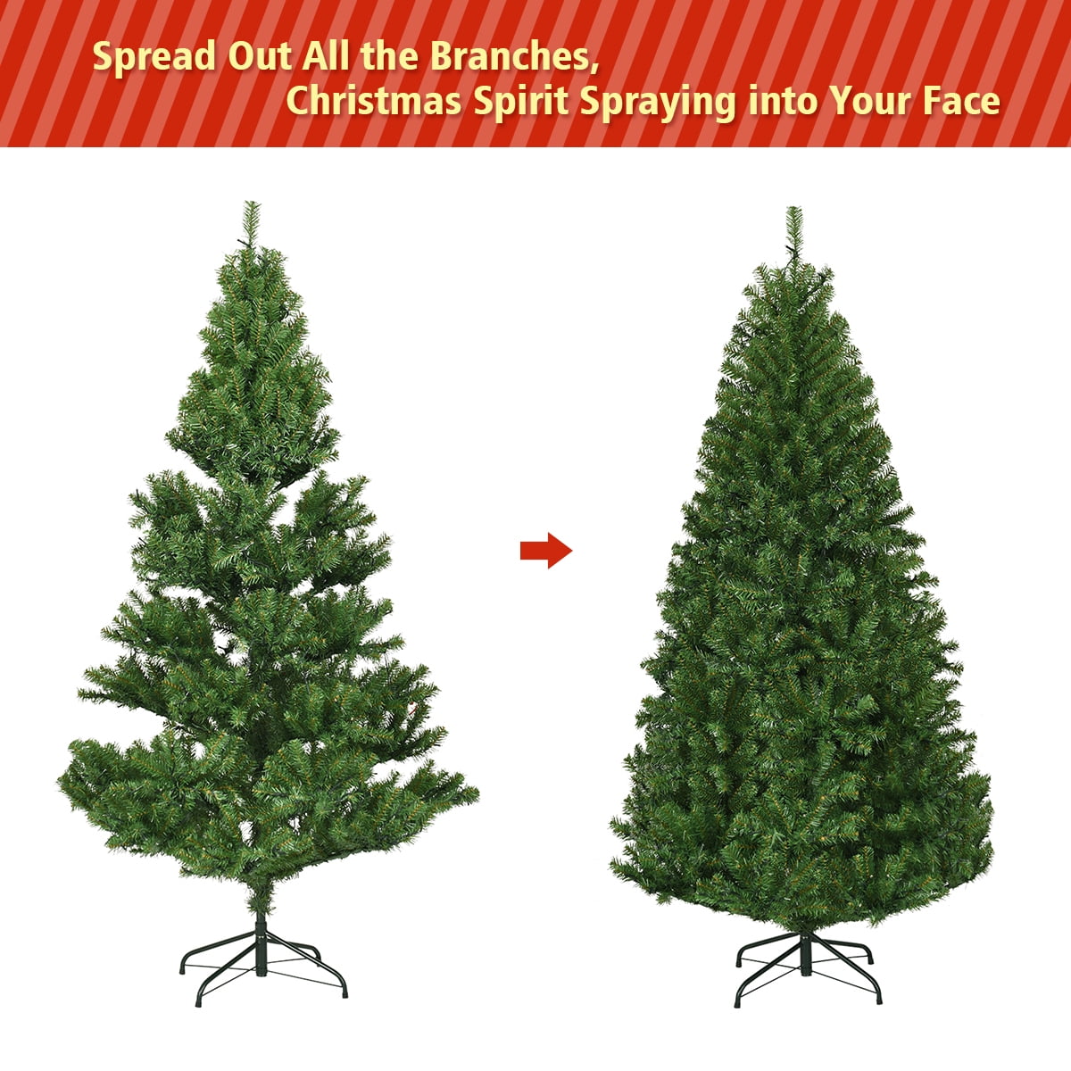 Costway 8Ft Pre-Lit Artificial Christmas Tree Hinged 750 LED Lights