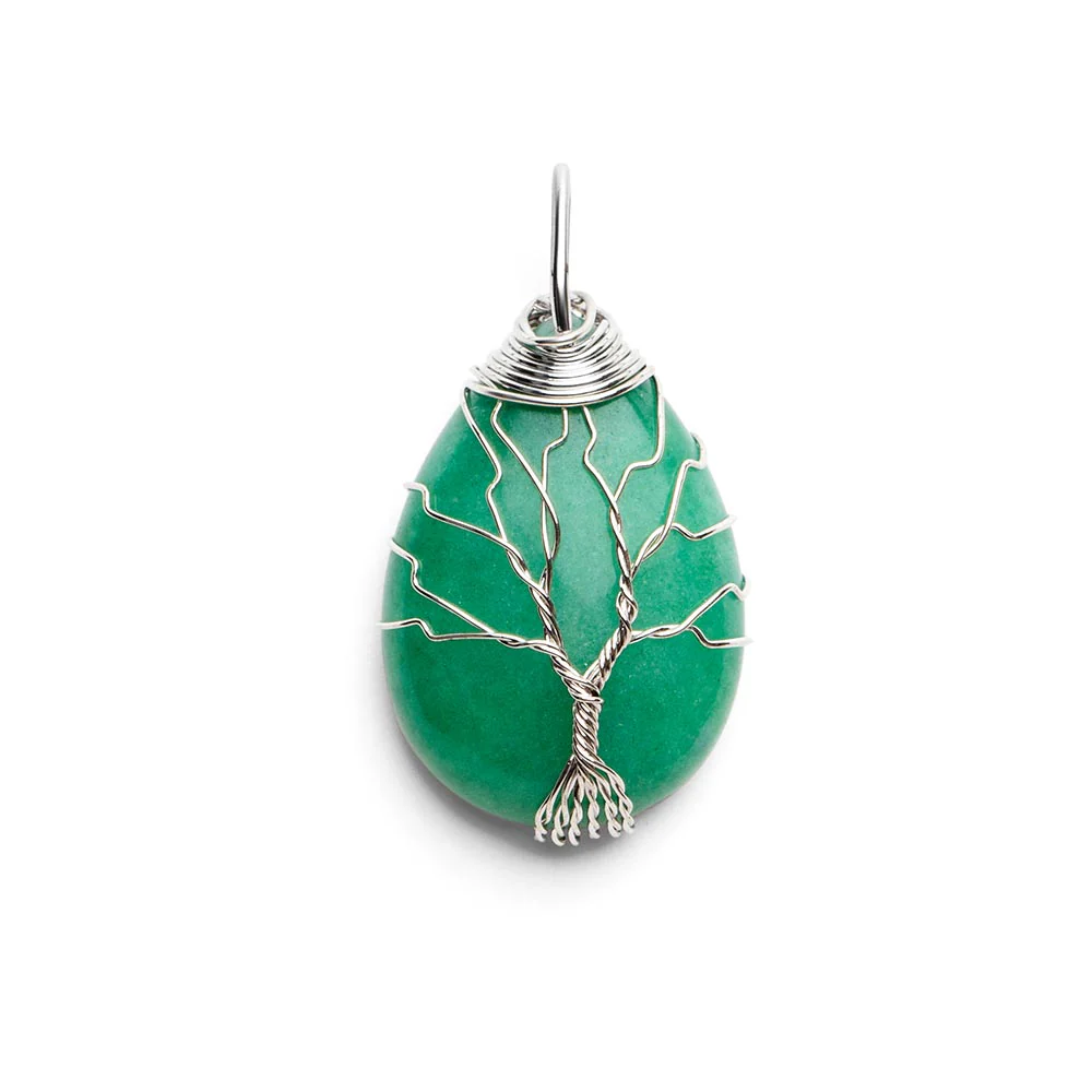 Aventurijn Hanger - Tree Of Life - Druppelvormige Edelsteenhanger - Openheid