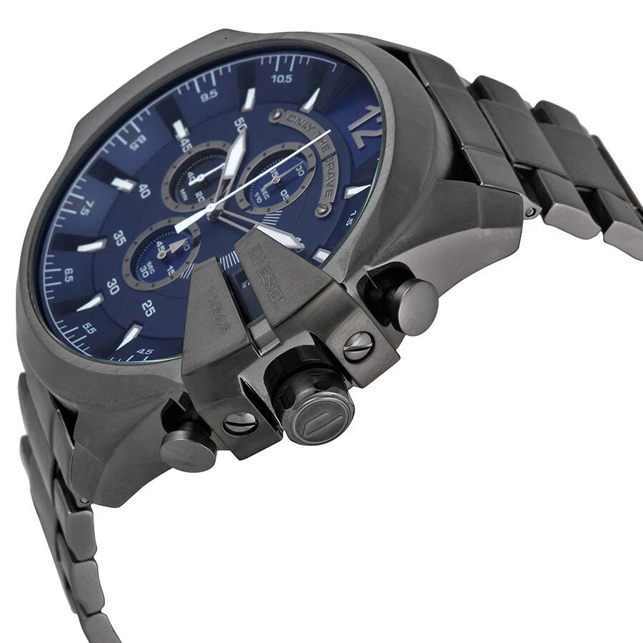 Diesel Mega Chief Chronograph Blue Dial Men's Gunmetal Watch DZ4329