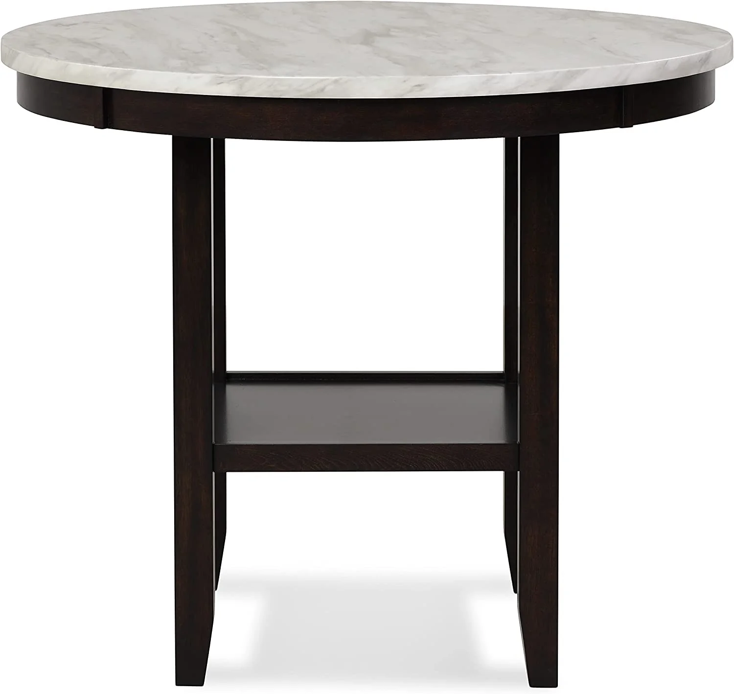2025 New Classic Furniture Celeste Set de Comedor de 5 Piezas con Mesa Redonda de Mármol Sintético y 4 Sillas, 42 Pulgadas, Gris
